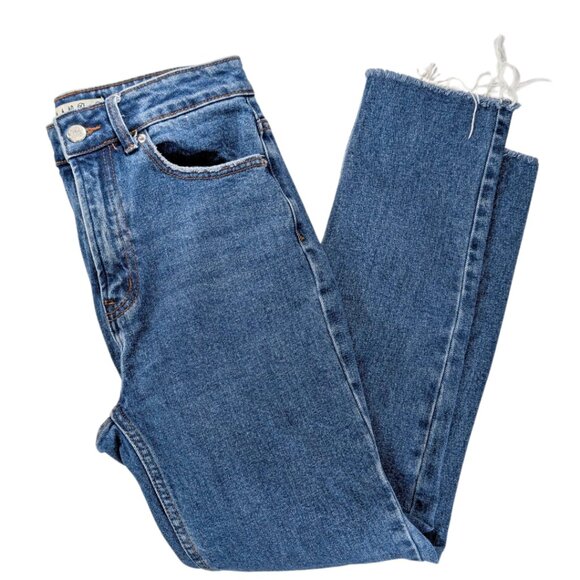 Denim&Co Denim - Denim Company Women's 4 Hi Rise Distressed Hem Boyfriend Jeans